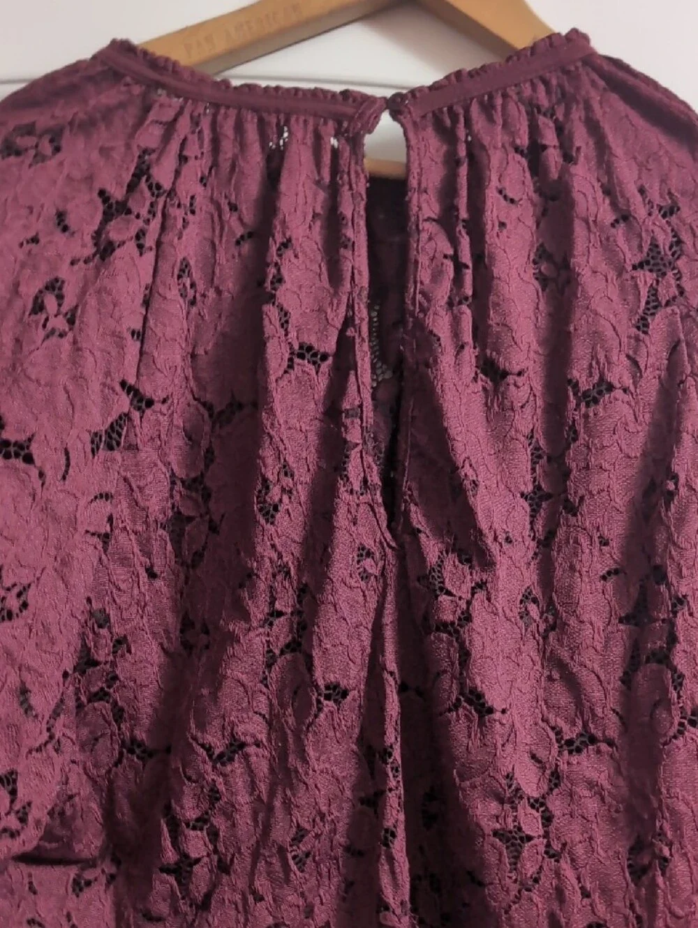 Free People Burgundy Lace Long-Sleeve Blouse
